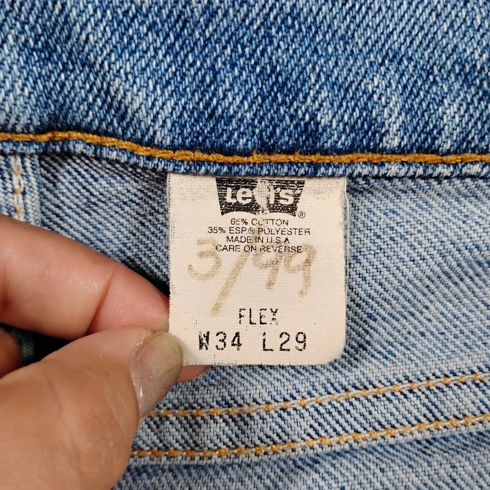 Vintage Levis 614  Jeans Mens 32x28 Light Wash Flex Made in USA Denim